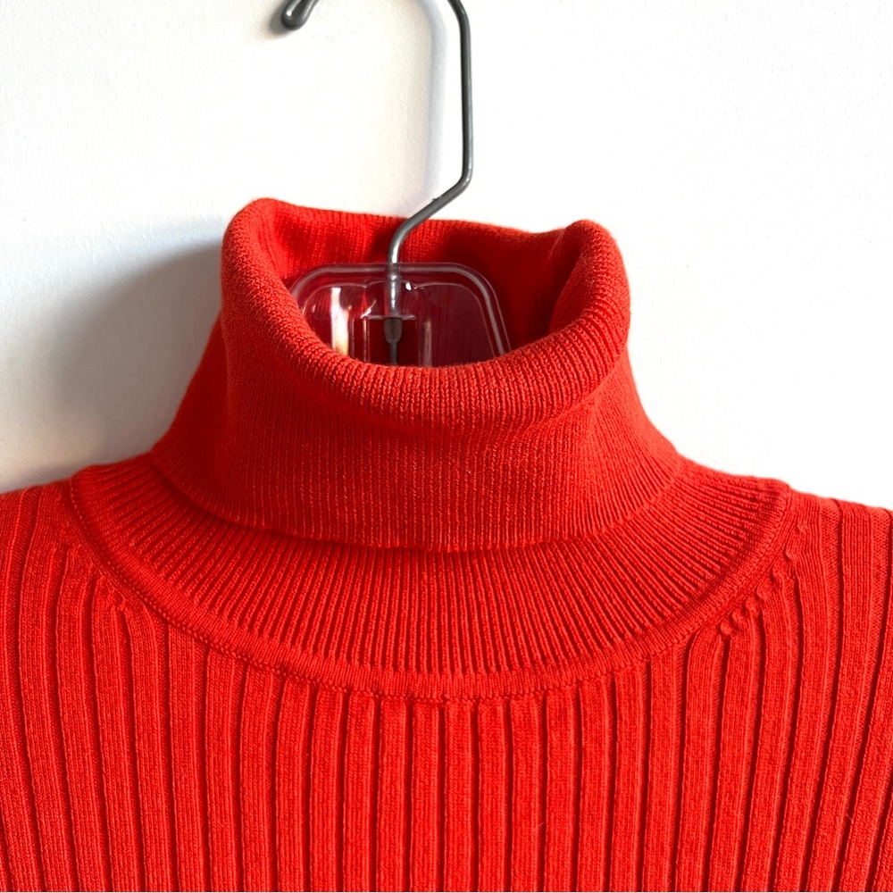 Zara red orange tangerine ribbed knit turtleneck top - Picture 2 of 4